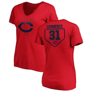 Women's Justin Lawrence Minnesota Twins RBI Slim Fit V-Neck T-Shirt - Red