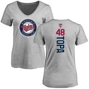 Women's Justin Topa Minnesota Twins Backer Slim Fit T-Shirt - Ash