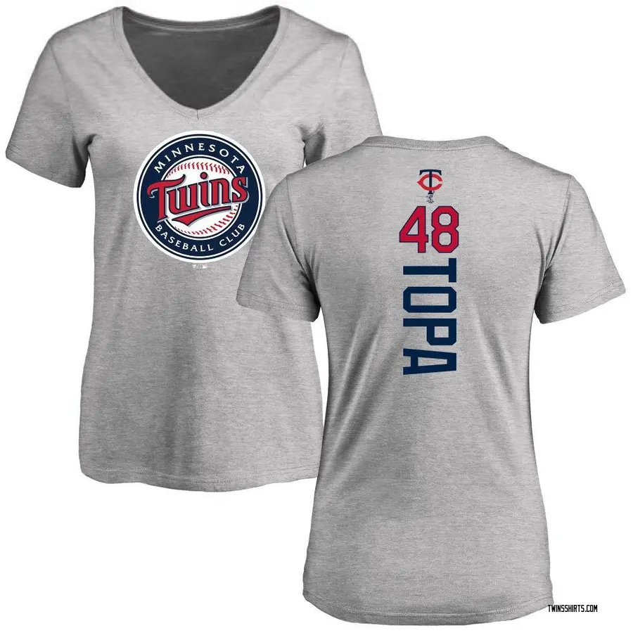 Women's Justin Topa Minnesota Twins Backer Slim Fit T-Shirt - Ash