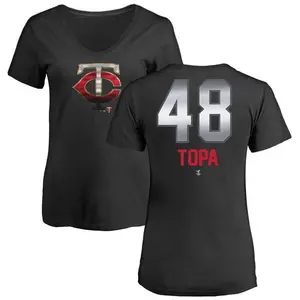 Women's Justin Topa Minnesota Twins Midnight Mascot V-Neck T-Shirt - Black