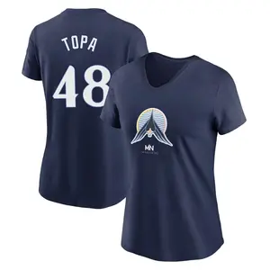 Women's Justin Topa Minnesota Twins Navy 2024 City Connect Name & Number V-Neck T-Shirt
