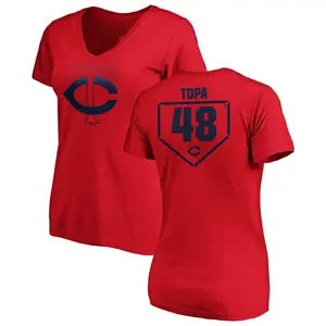 Women's Justin Topa Minnesota Twins RBI Slim Fit V-Neck T-Shirt - Red