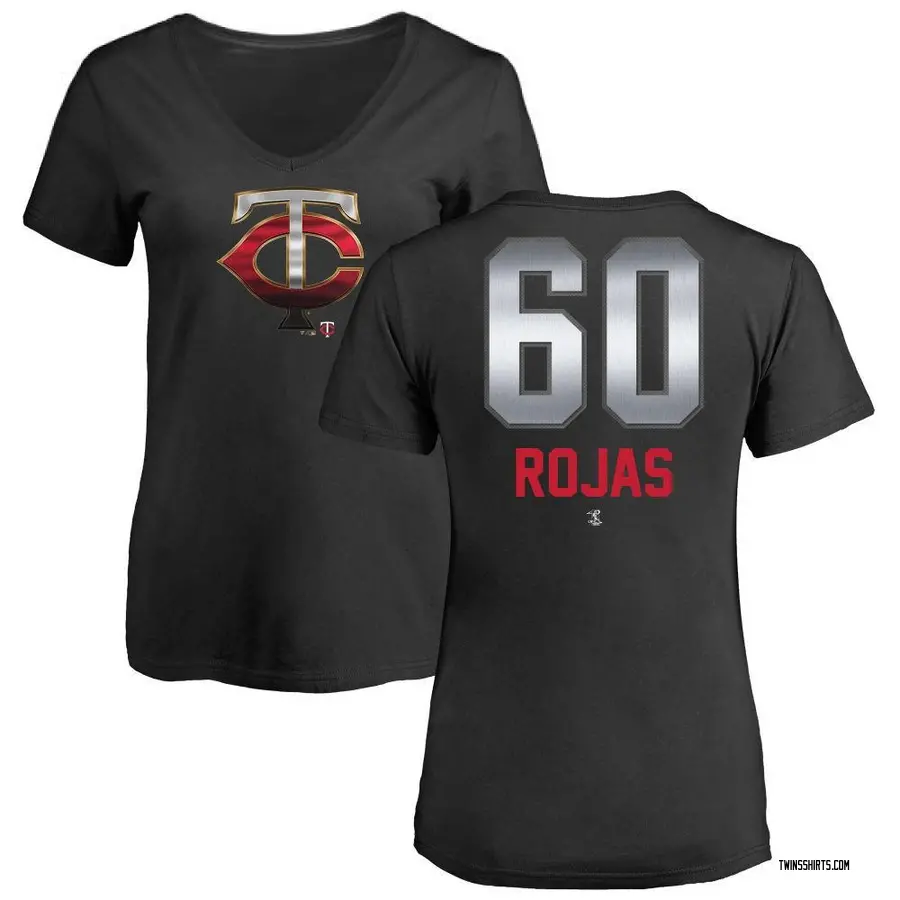 Women's Kendry Rojas Minnesota Twins Midnight Mascot V-Neck T-Shirt - Black