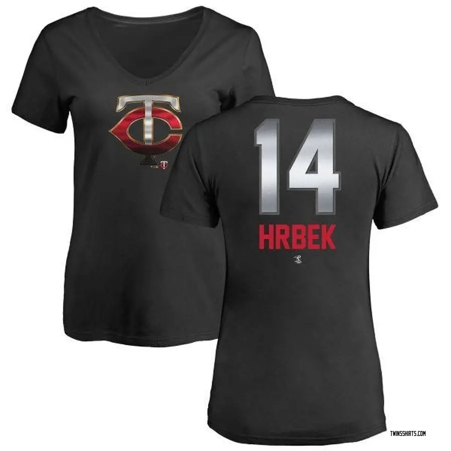 Women's Kent Hrbek Minnesota Twins Midnight Mascot V-Neck T-Shirt - Black