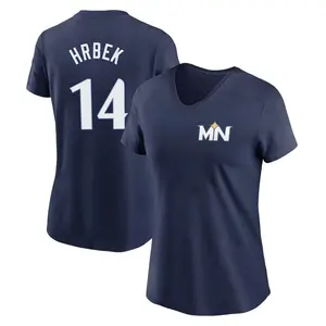Women's Kent Hrbek Minnesota Twins Navy 2024 City Connect Fuse Name & Number V-Neck T-Shirt