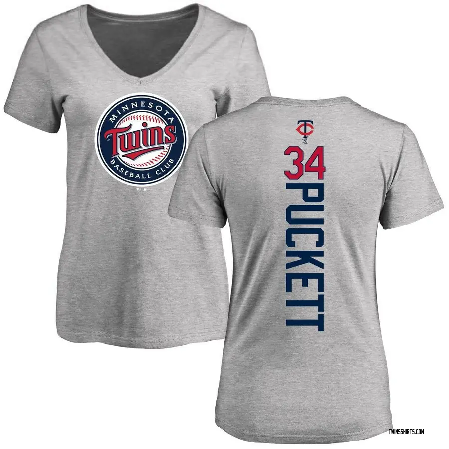 Women's Kirby Puckett Minnesota Twins Backer Slim Fit T-Shirt - Ash