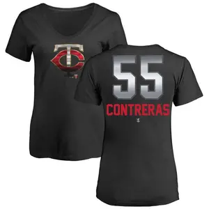 Women's Mark Contreras Minnesota Twins Midnight Mascot V-Neck T-Shirt - Black