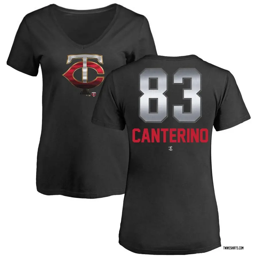 Women's Matt Canterino Minnesota Twins Midnight Mascot V-Neck T-Shirt - Black