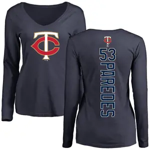 Women's Michael Paredes Minnesota Twins Backer Slim Fit Long Sleeve T-Shirt - Navy