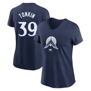 Women's Michael Tonkin Minnesota Twins Navy 2024 City Connect Name & Number V-Neck T-Shirt