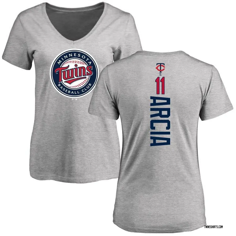 Women's Orlando Arcia Minnesota Twins Backer Slim Fit T-Shirt - Ash