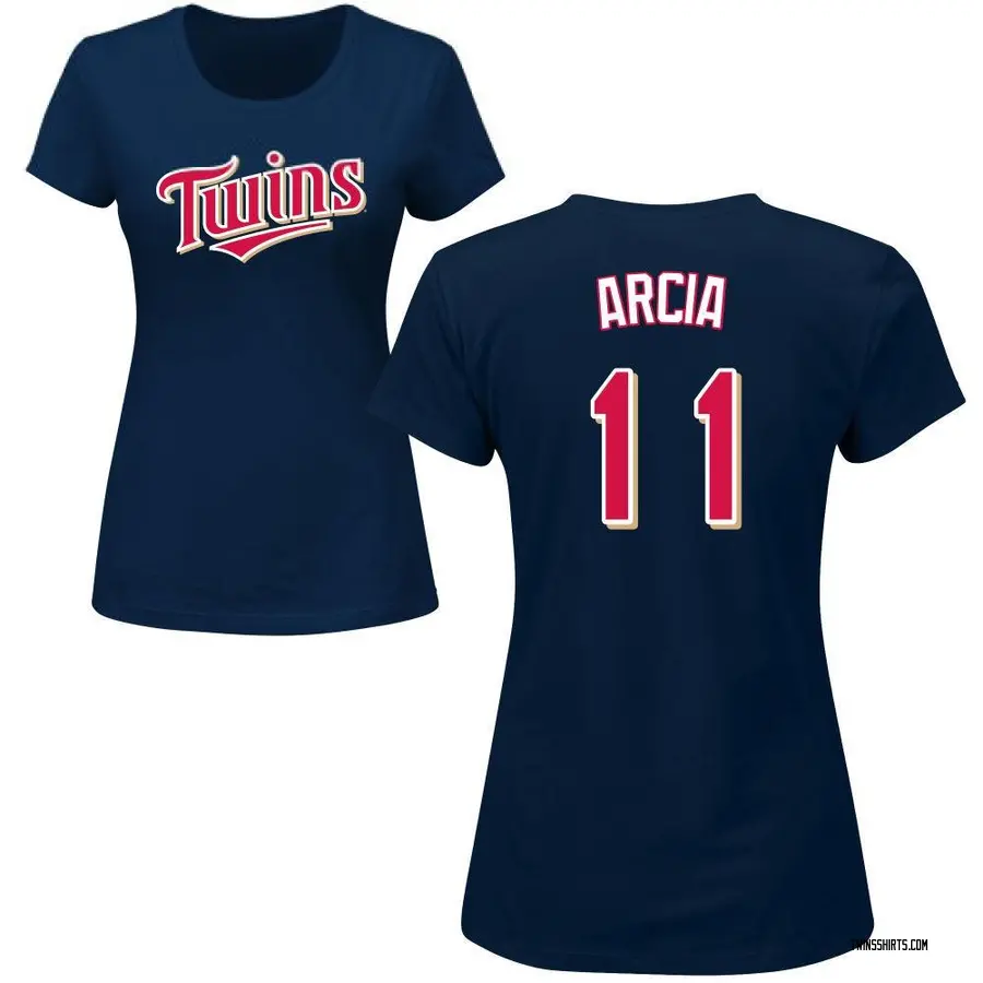 Women's Orlando Arcia Minnesota Twins Roster Name & Number T-Shirt - Navy