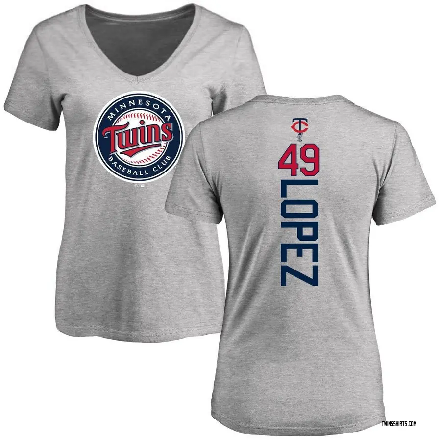 Women's Pablo Lopez Minnesota Twins Backer Slim Fit T-Shirt - Ash