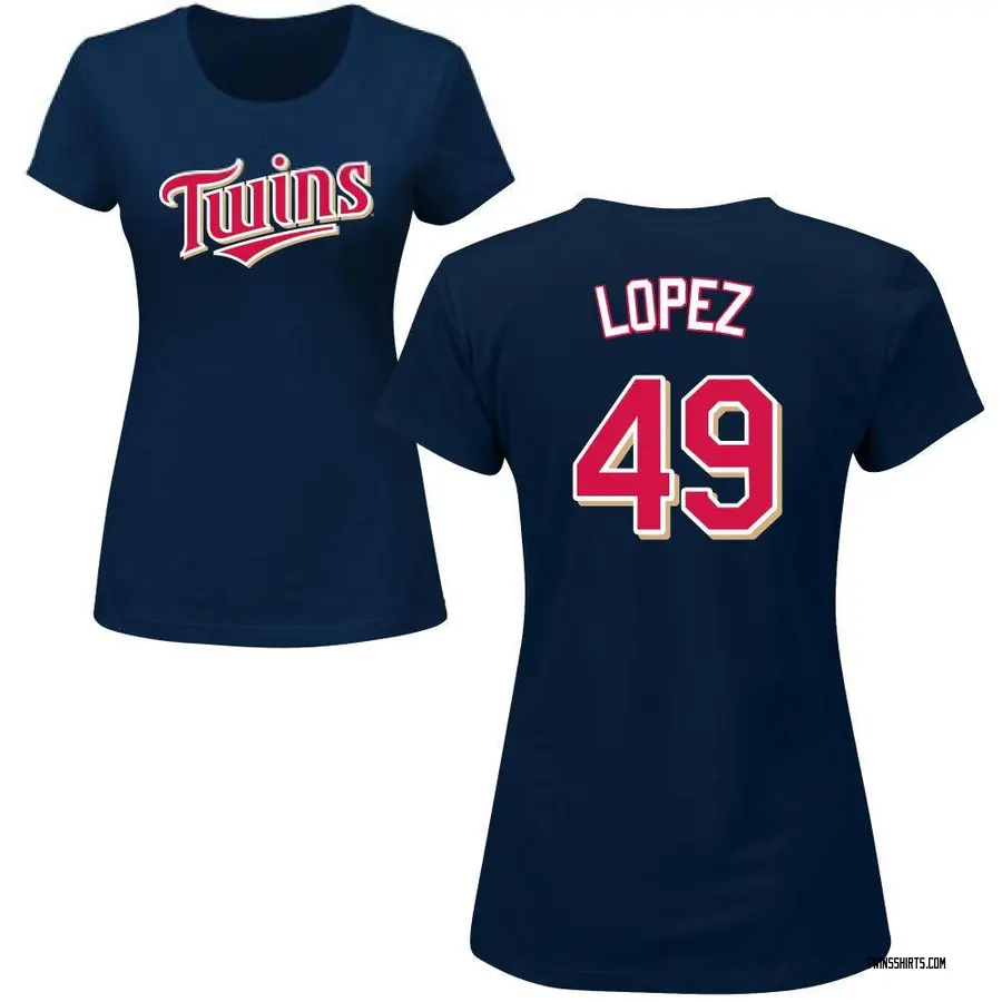 Women's Pablo Lopez Minnesota Twins Roster Name & Number T-Shirt - Navy