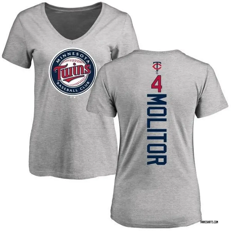 Women's Paul Molitor Minnesota Twins Backer Slim Fit T-Shirt - Ash