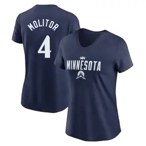 Women's Paul Molitor Minnesota Twins Navy 2024 City Connect Graphic Name & Number V-Neck T-Shirt
