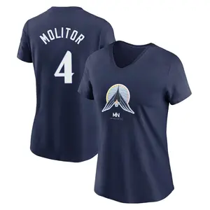 Women's Paul Molitor Minnesota Twins Navy 2024 City Connect Name & Number V-Neck T-Shirt