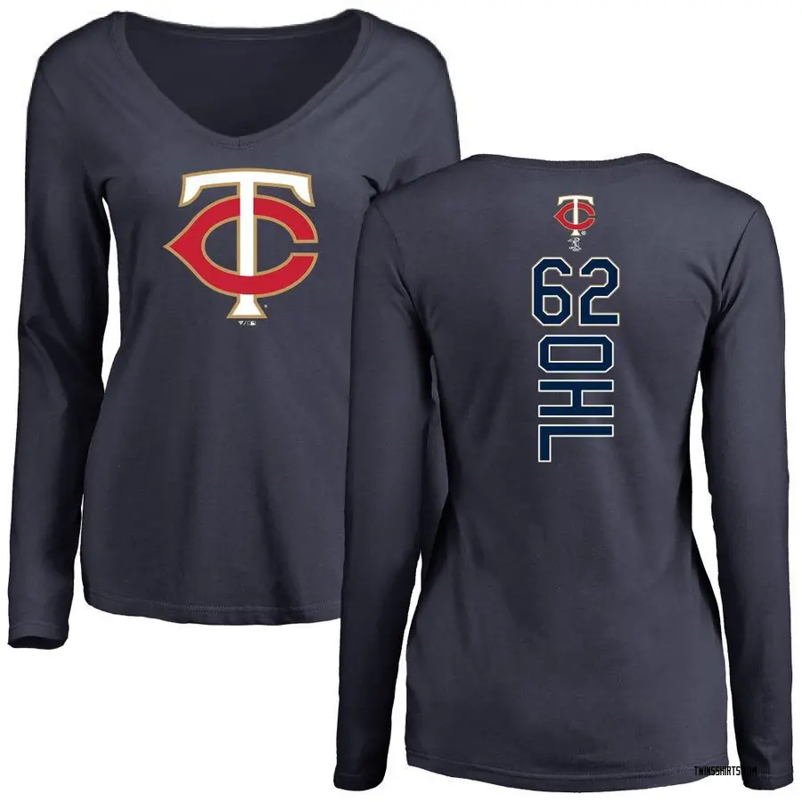 Women's Pierson Ohl Minnesota Twins Backer Slim Fit Long Sleeve T-Shirt - Navy