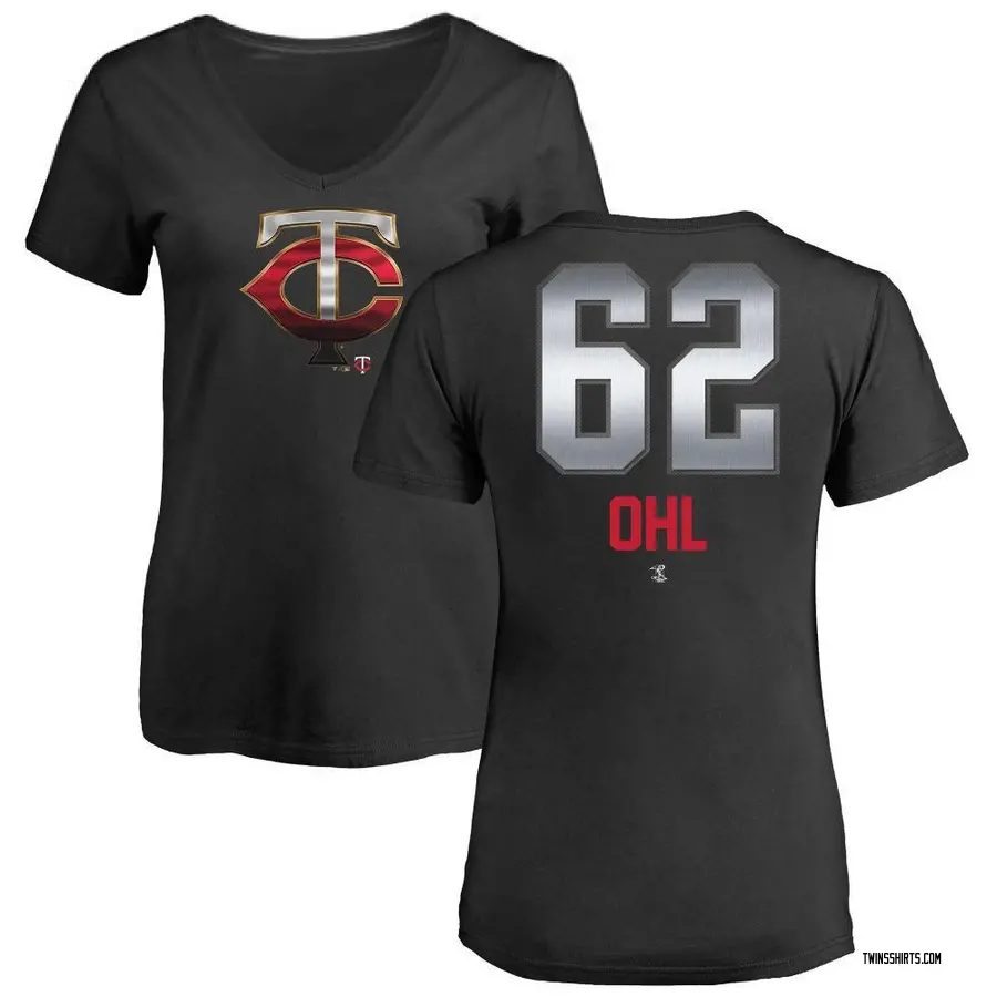 Women's Pierson Ohl Minnesota Twins Midnight Mascot V-Neck T-Shirt - Black
