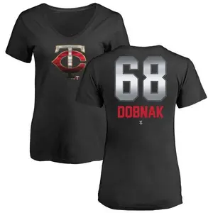 Women's Randy Dobnak Minnesota Twins Midnight Mascot V-Neck T-Shirt - Black