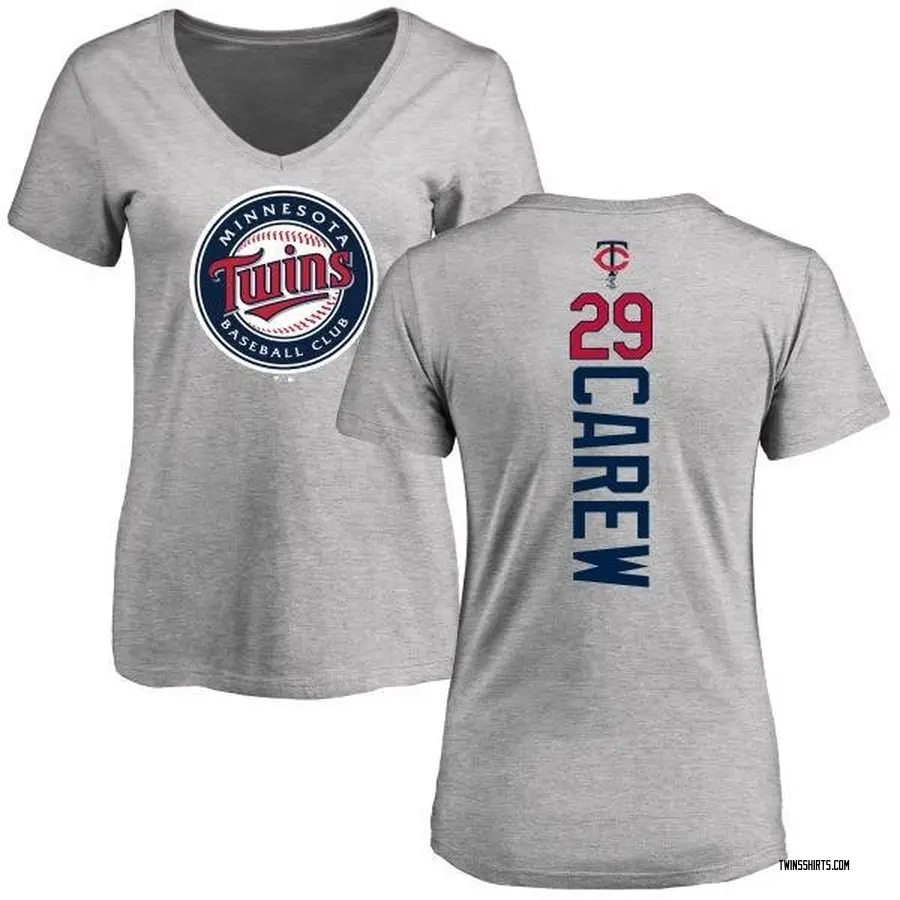 Women's Rod Carew Minnesota Twins Backer Slim Fit T-Shirt - Ash