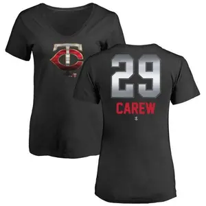 Women's Rod Carew Minnesota Twins Midnight Mascot V-Neck T-Shirt - Black