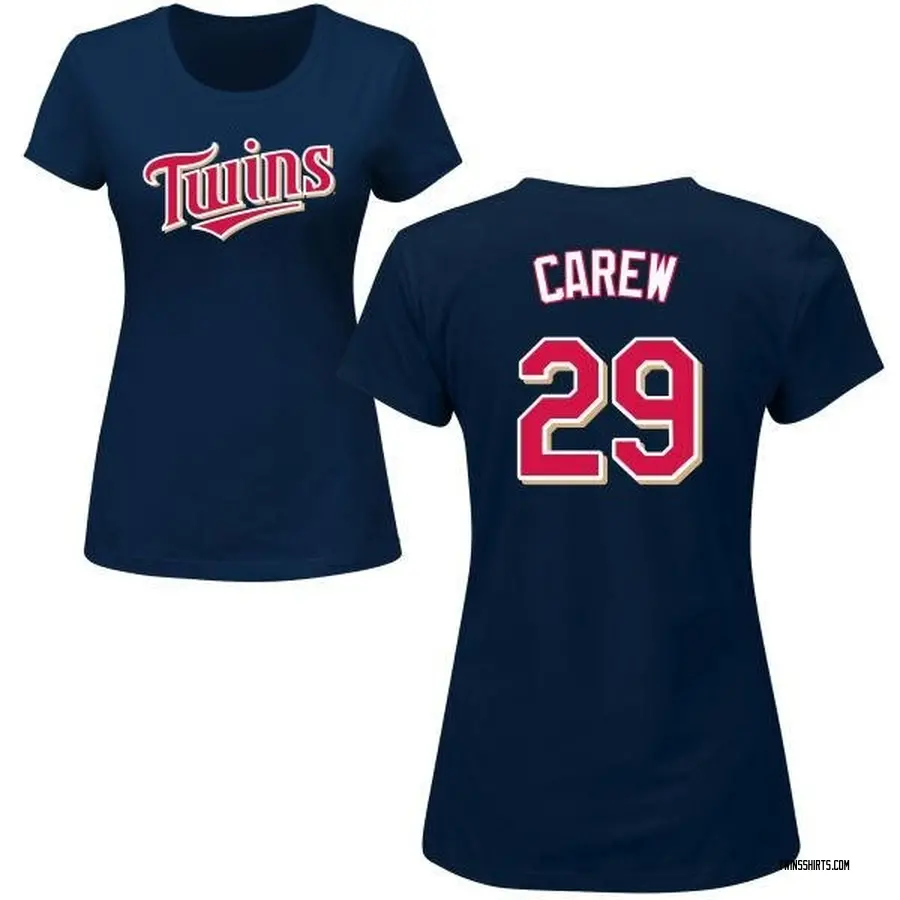 Women's Rod Carew Minnesota Twins Roster Name & Number T-Shirt - Navy