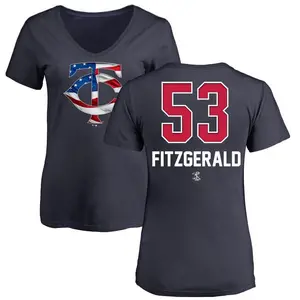 Women's Ryan Fitzgerald Minnesota Twins Name and Number Banner Wave V-Neck T-Shirt - Navy