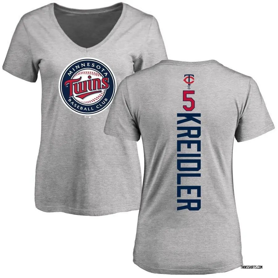Women's Ryan Kreidler Minnesota Twins Backer Slim Fit T-Shirt - Ash