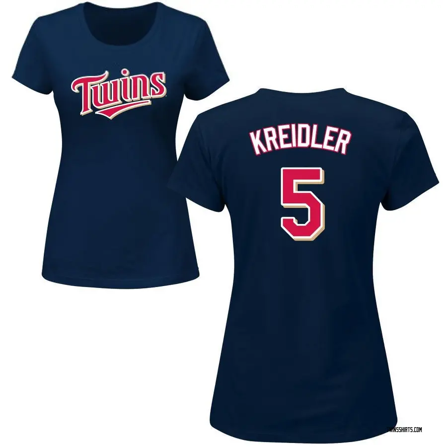 Women's Ryan Kreidler Minnesota Twins Roster Name & Number T-Shirt - Navy