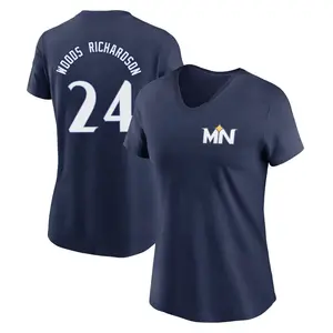 Women's Simeon Woods Richardson Minnesota Twins Navy 2024 City Connect Fuse Name & Number V-Neck T-Shirt
