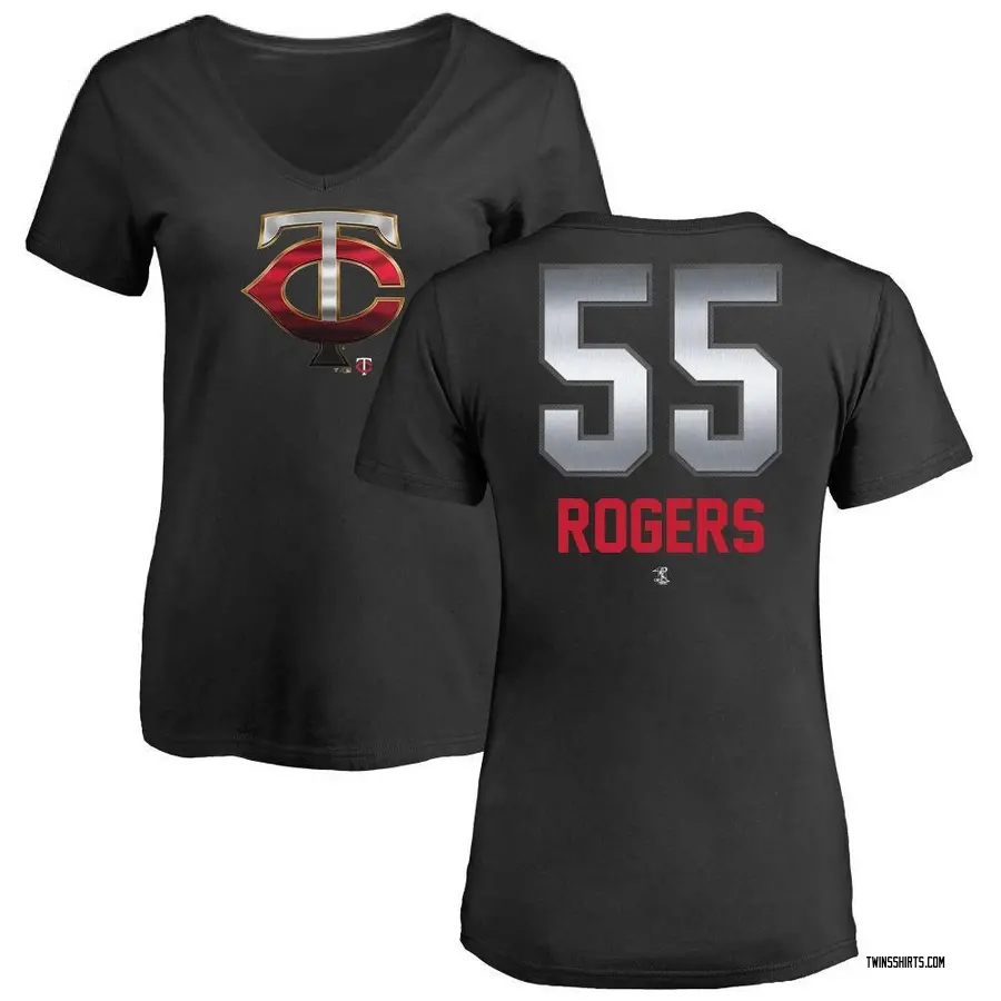 Women's Taylor Rogers Minnesota Twins Midnight Mascot V-Neck T-Shirt - Black