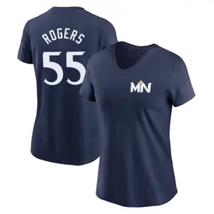 Women's Taylor Rogers Minnesota Twins Navy 2024 City Connect Fuse Name & Number V-Neck T-Shirt