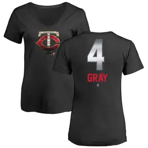 Women's Tristan Gray Minnesota Twins Midnight Mascot V-Neck T-Shirt - Black