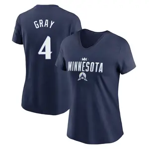 Women's Tristan Gray Minnesota Twins Navy 2024 City Connect Graphic Name & Number V-Neck T-Shirt