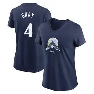 Women's Tristan Gray Minnesota Twins Navy 2024 City Connect Name & Number V-Neck T-Shirt