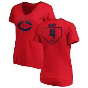 Women's Tristan Gray Minnesota Twins RBI Slim Fit V-Neck T-Shirt - Red