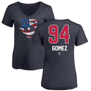 Women's Yoendrys Gomez Minnesota Twins Name and Number Banner Wave V-Neck T-Shirt - Navy