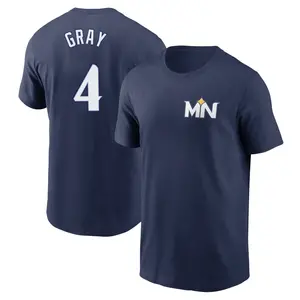 Youth Tristan Gray Minnesota Twins Navy 2024 City Connect Fuse Name & Number T-Shirt